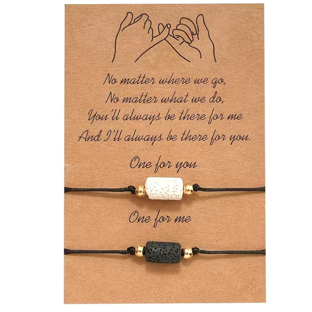 NEW Volcanic Stone One For You One For Me Black Cord Bracelet